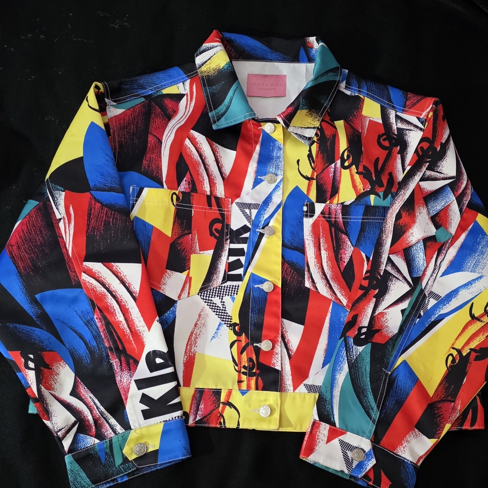 Vibrant Abstract Jean Jacket